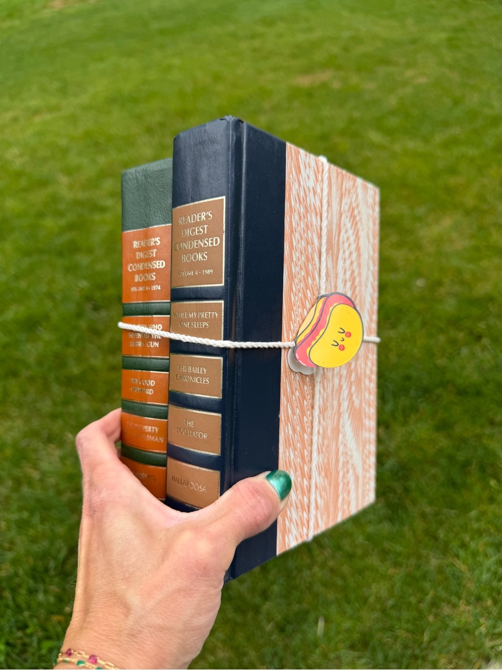 Handheld Book Bundle with Peach Charm - Green & Navy